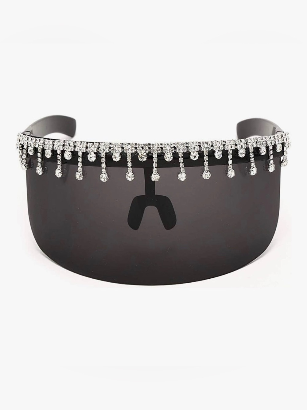 Crystal Trim Black Shield Visor Sunglasses